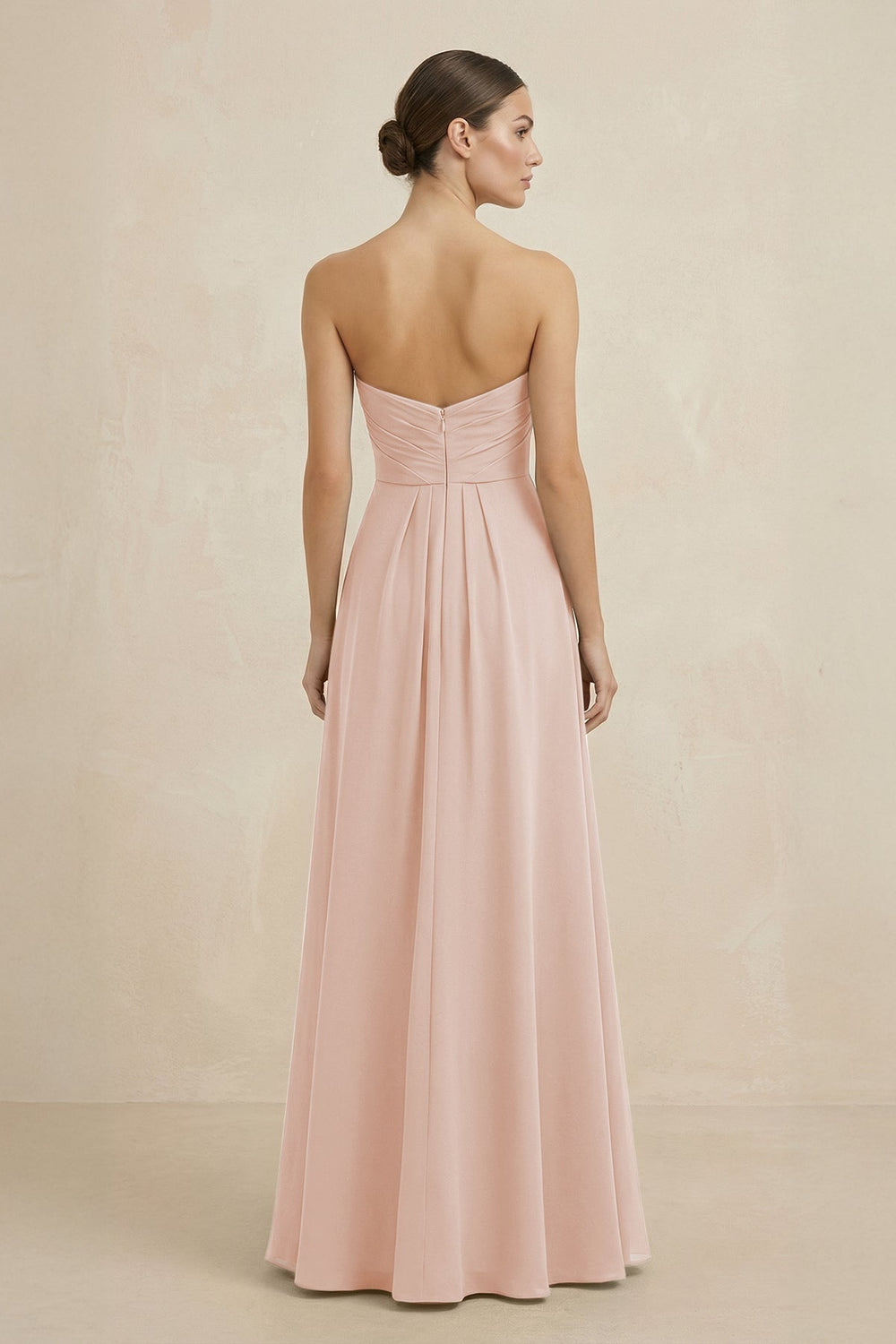 Sweetheart Chiffon A - Line Bridesmaid Dress with Slit in Pale Blush - KISS BRIDAL Bridesmaid Dresses