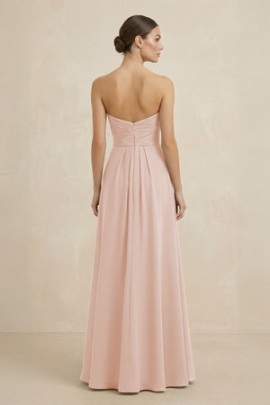 Sweetheart Chiffon A - Line Bridesmaid Dress with Slit in Pale Blush - SHE IS ME Bridesmaid Dresses