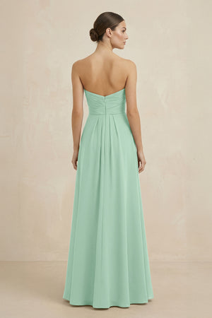 Sweetheart Chiffon A-Line Bridesmaid Dress with Slit in Pale Pistachio (2) | KISSBRIDAL