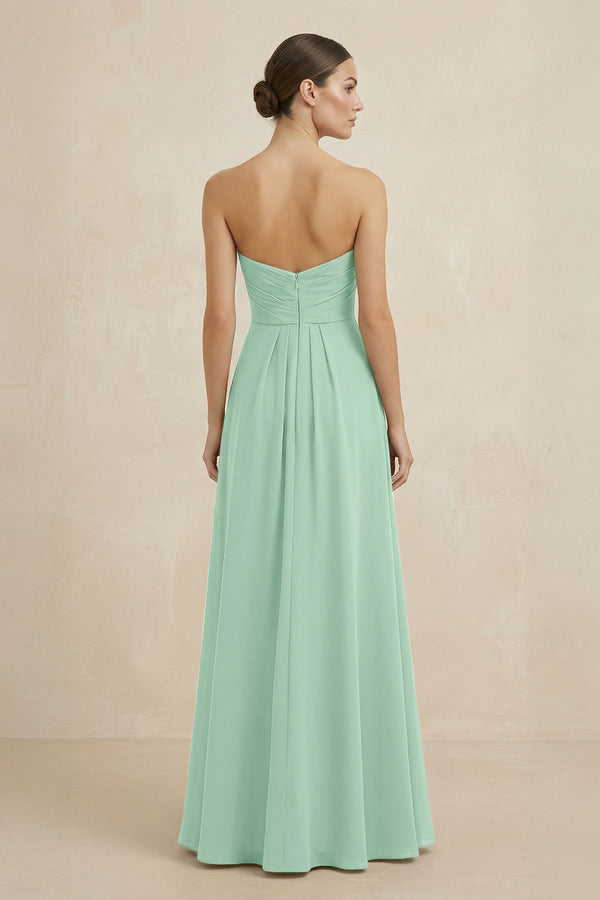 Sweetheart Chiffon A-Line Bridesmaid Dress with Slit in Pale Pistachio (2) | KISSBRIDAL