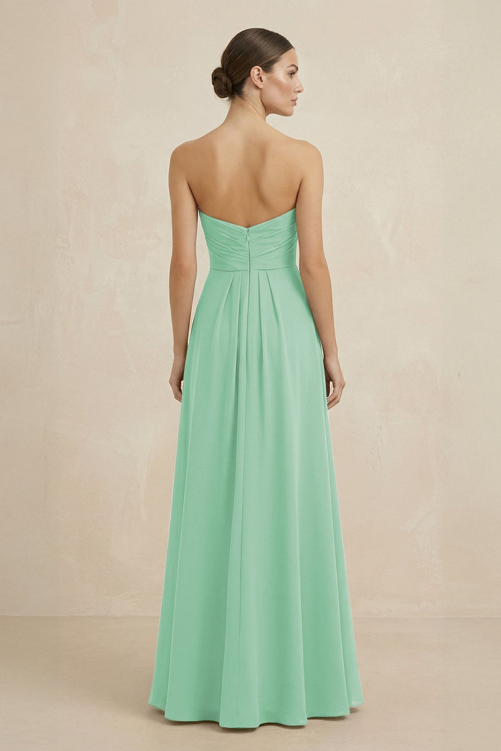 Sweetheart Chiffon A - Line Bridesmaid Dress with Slit in Pale Pistachio - KISS BRIDAL Bridesmaid Dresses