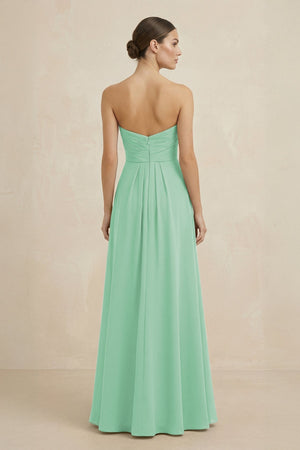 Sweetheart Chiffon A - Line Bridesmaid Dress with Slit in Pale Pistachio - SHE IS ME Bridesmaid Dresses