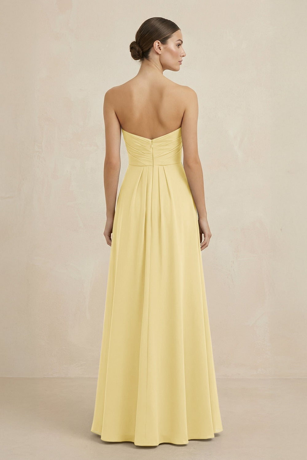 Sweetheart Chiffon A - Line Bridesmaid Dress with Slit in Pastel Yellow - KISS BRIDAL Bridesmaid Dresses