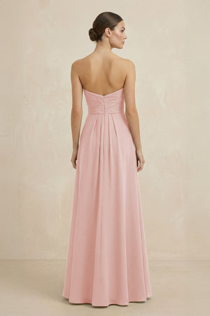 Sweetheart Chiffon A-Line Bridesmaid Dress with Slit in Rose Petal (2) | KISSBRIDAL