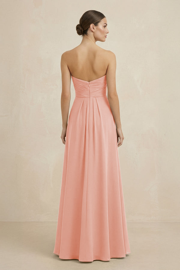 Sweetheart Chiffon A - Line Bridesmaid Dress with Slit in Rose Petal - SHE IS ME Bridesmaid Dresses