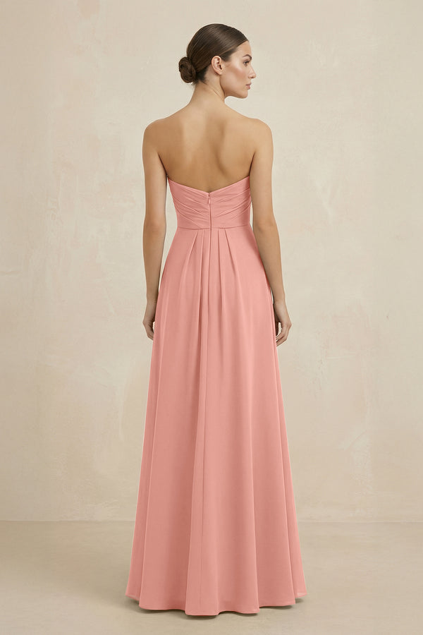 Sweetheart Chiffon A-Line Bridesmaid Dress with Slit in Rosette (2) | KISSBRIDAL