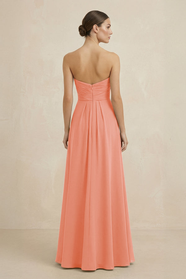 Sweetheart Chiffon A - Line Bridesmaid Dress with Slit in Rosette - SHE IS ME Bridesmaid Dresses