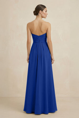 Sweetheart Chiffon A - Line Bridesmaid Dress with Slit in Royal Blue - SHE IS ME Bridesmaid Dresses