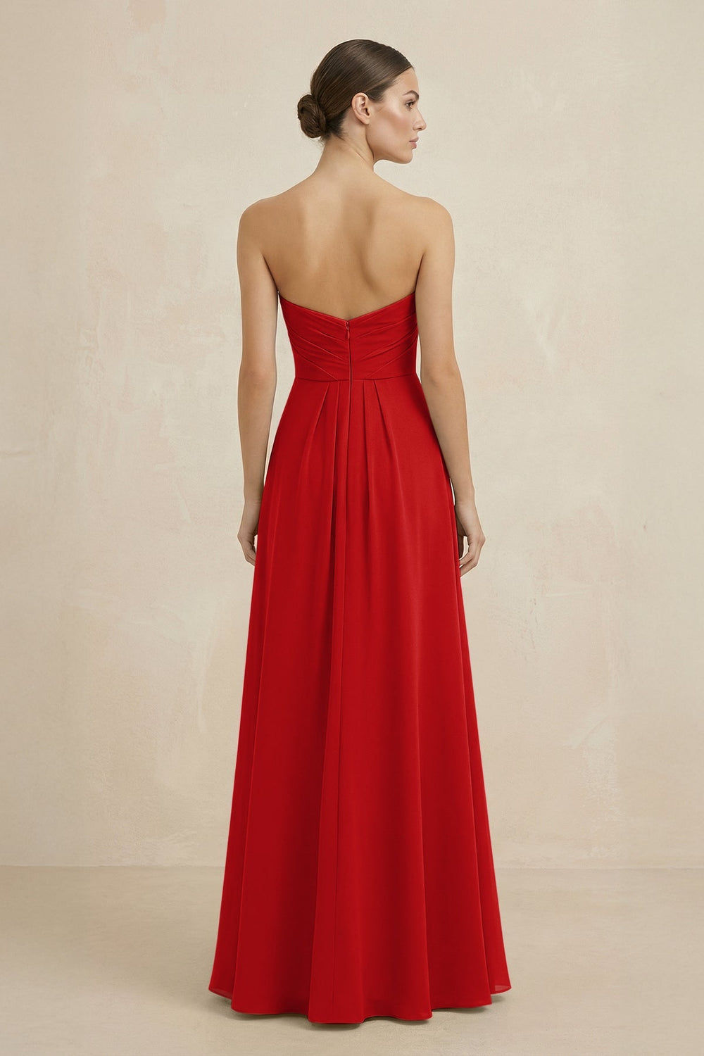 Sweetheart Chiffon A - Line Bridesmaid Dress with Slit in Ruby Red - KISS BRIDAL Bridesmaid Dresses