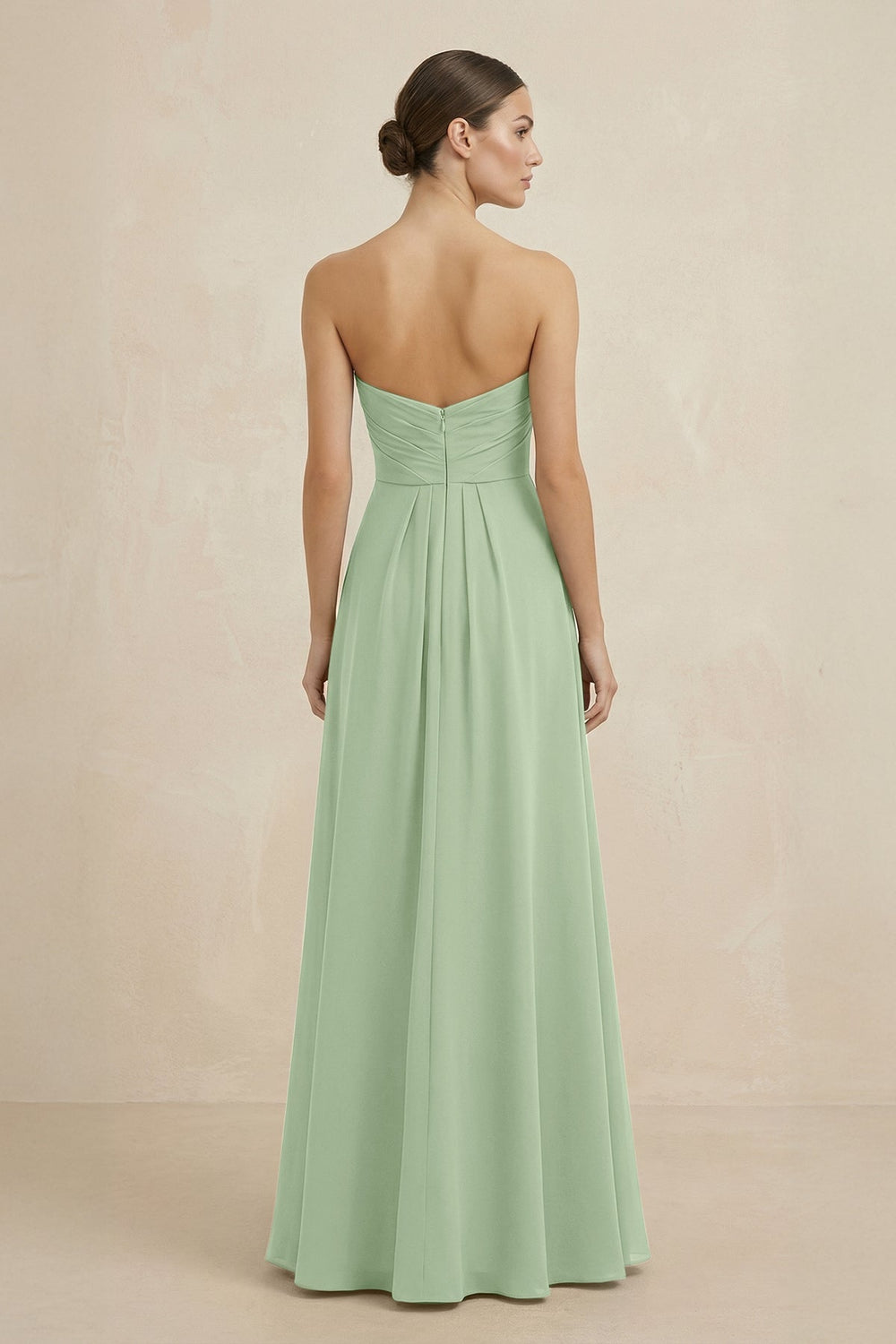 Sweetheart Chiffon A - Line Bridesmaid Dress with Slit in Sage - KISS BRIDAL Bridesmaid Dresses