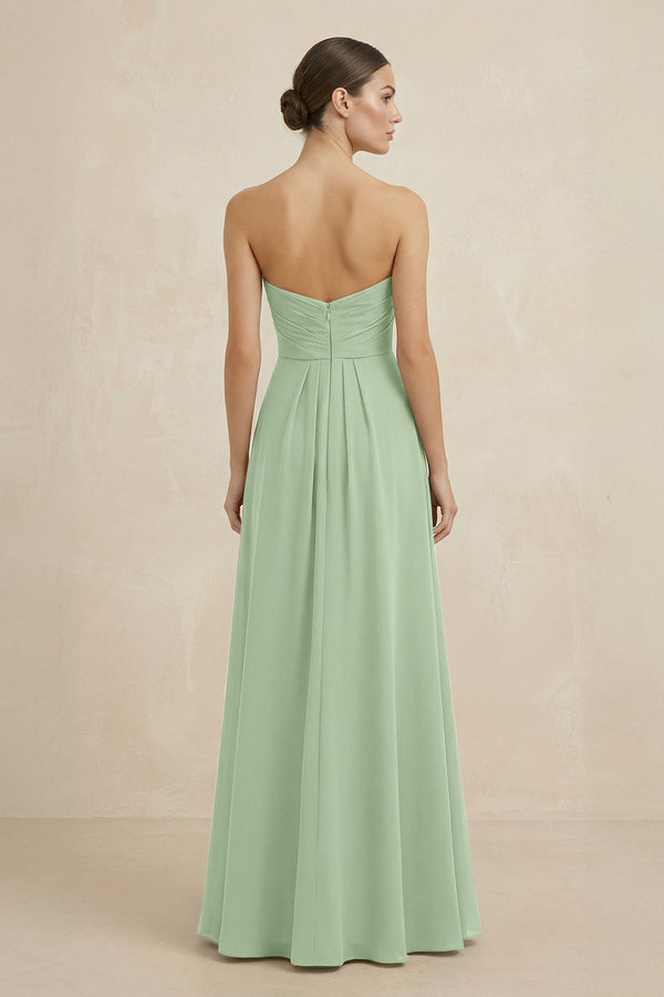 Sweetheart Chiffon A - Line Bridesmaid Dress with Slit in Sage - SHE IS ME Bridesmaid Dresses