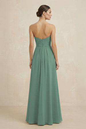 Sweetheart Chiffon A-Line Bridesmaid Dress with Slit in Sea Glass (2) | KISSBRIDAL