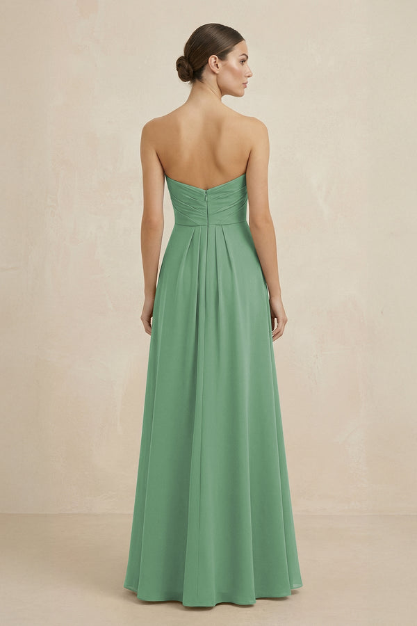 Sweetheart Chiffon A - Line Bridesmaid Dress with Slit in Sea Glass - SHE IS ME Bridesmaid Dresses