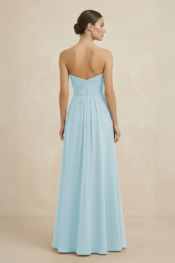 Sweetheart Chiffon A - Line Bridesmaid Dress with Slit in Sky Blue - SHE IS ME Bridesmaid Dresses