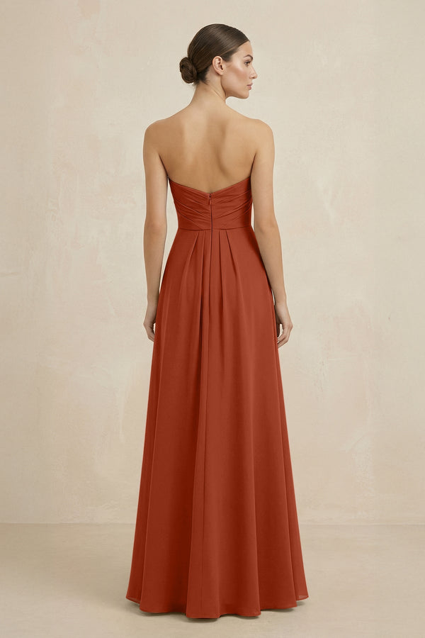 Sweetheart Chiffon A - Line Bridesmaid Dress with Slit in Spice - SHE IS ME Bridesmaid Dresses