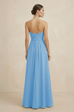 Sweetheart Chiffon A - Line Bridesmaid Dress with Slit in Steel Blue - SHE IS ME Bridesmaid Dresses