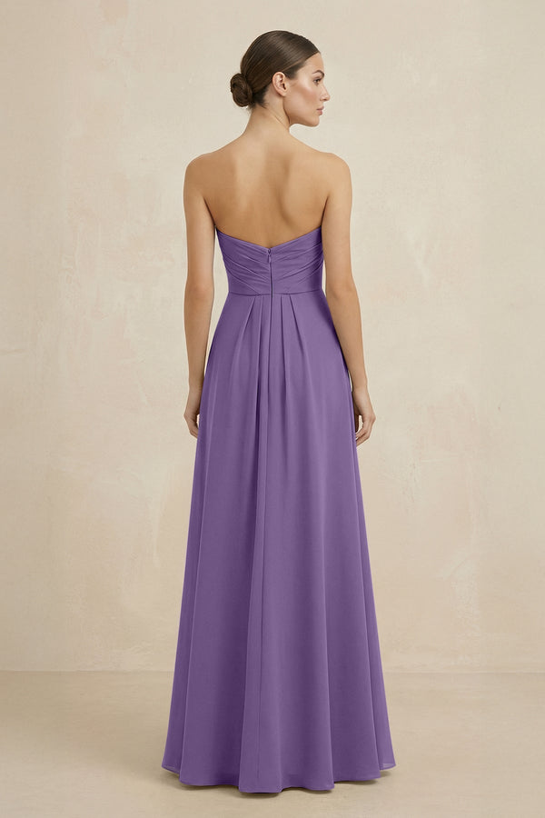 Sweetheart Chiffon A - Line Bridesmaid Dress with Slit in Tahiti - SHE IS ME Bridesmaid Dresses