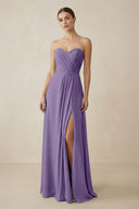 Sweetheart Chiffon A-Line Bridesmaid Dress with Slit in Tahiti | KISSBRIDAL
