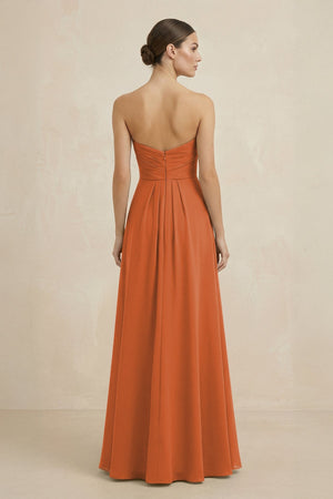 Sweetheart Chiffon A - Line Bridesmaid Dress with Slit in Terracotta - SHE IS ME Bridesmaid Dresses