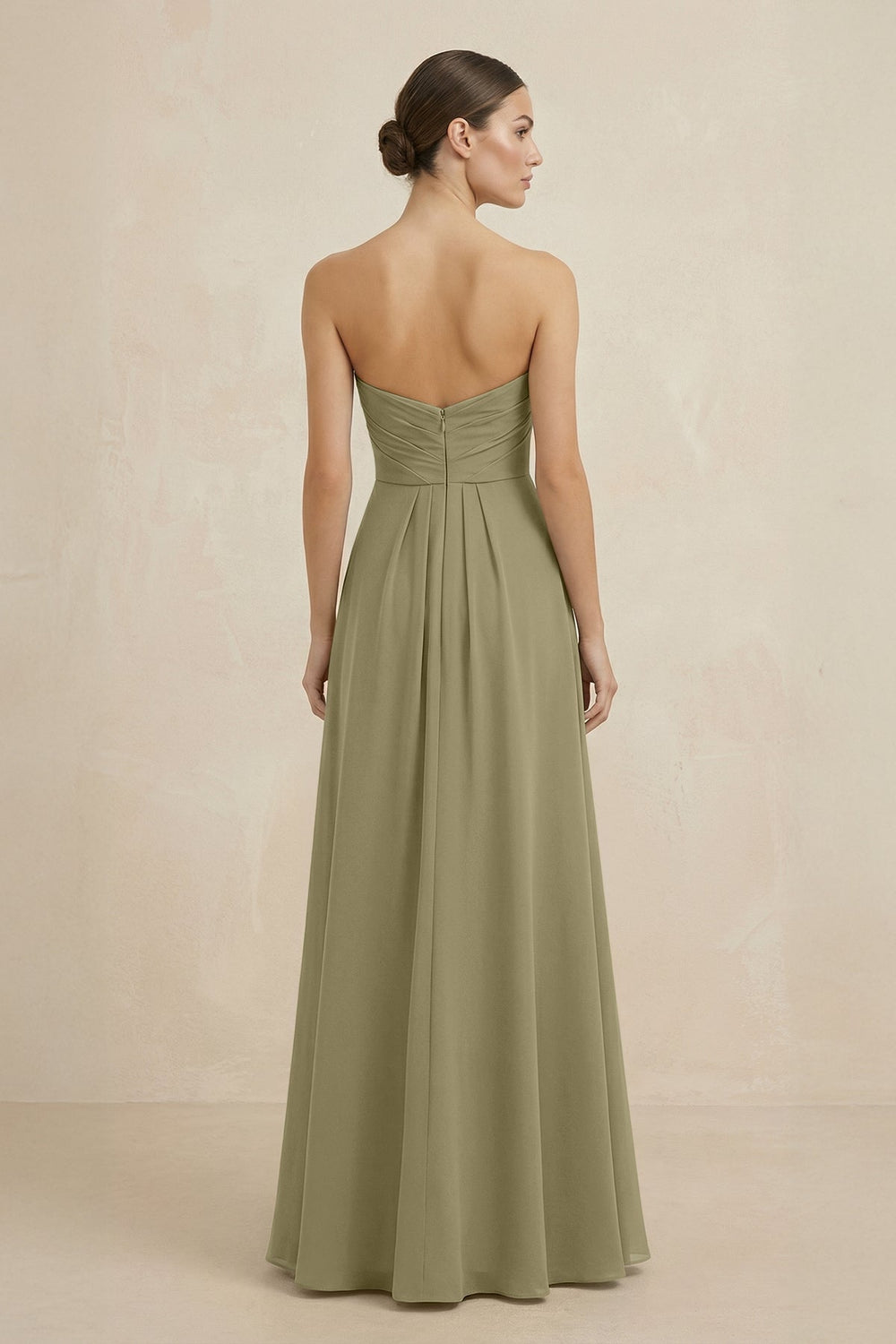 Sweetheart Chiffon A - Line Bridesmaid Dress with Slit in Thyme - KISS BRIDAL Bridesmaid Dresses