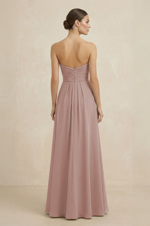 Sweetheart Chiffon A-Line Bridesmaid Dress with Slit in Toffee (2) | KISSBRIDAL
