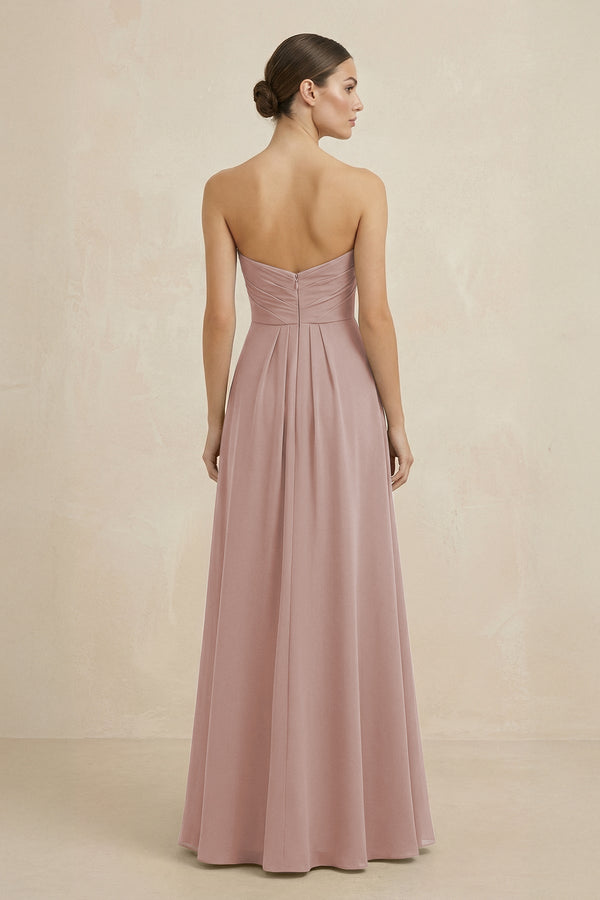 Sweetheart Chiffon A - Line Bridesmaid Dress with Slit in Toffee - SHE IS ME Bridesmaid Dresses