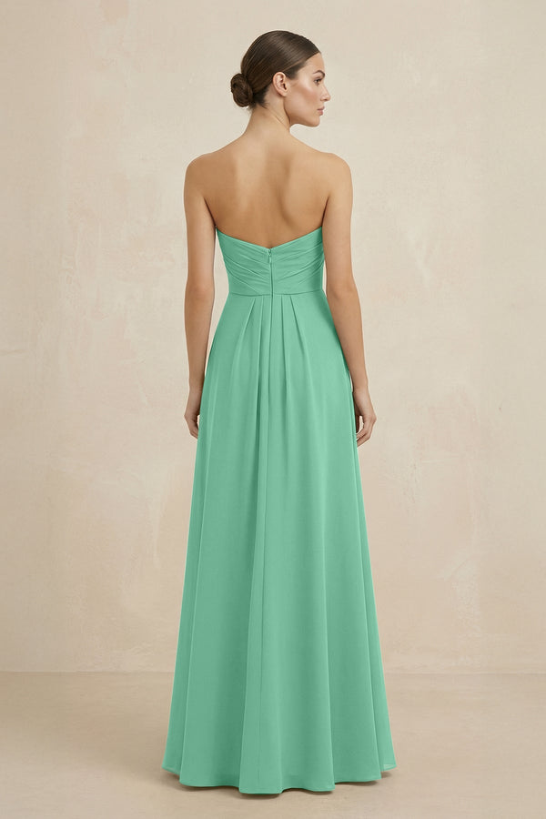 Sweetheart Chiffon A - Line Bridesmaid Dress with Slit in Turquoise - SHE IS ME Bridesmaid Dresses