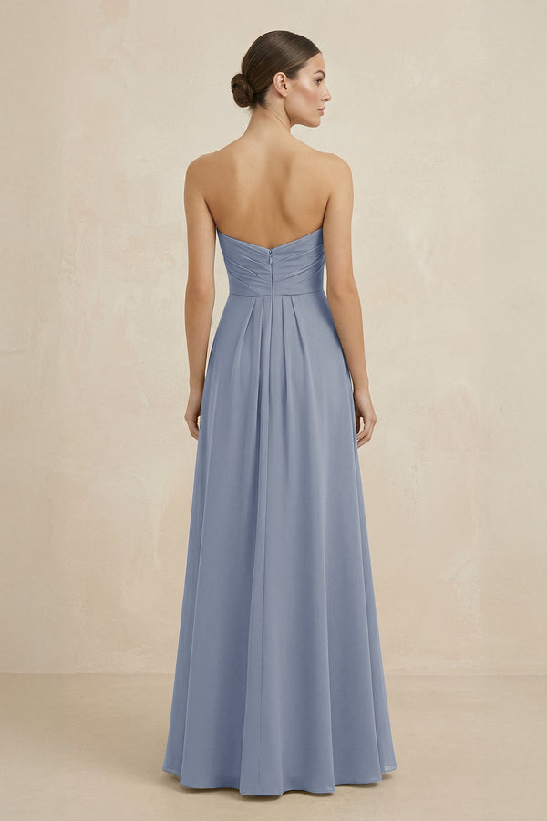 Sweetheart Chiffon A - Line Bridesmaid Dress with Slit in Twilight - SHE IS ME Bridesmaid Dresses
