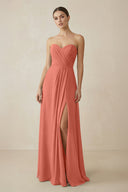 Sweetheart Chiffon A - Line Bridesmaid Dress with Slit in Wild Rose - SHE IS ME Bridesmaid Dresses