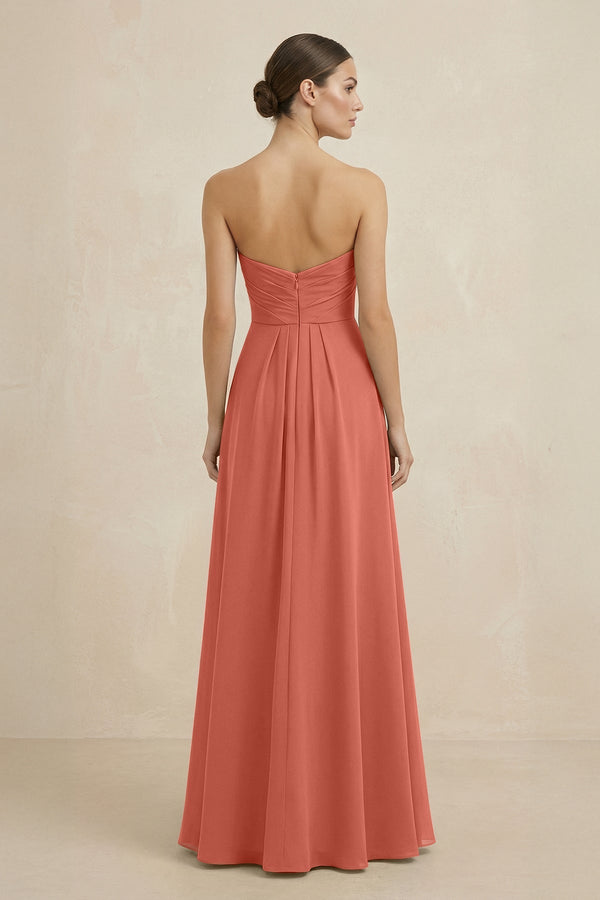 Sweetheart Chiffon A - Line Bridesmaid Dress with Slit in Wild Rose - SHE IS ME Bridesmaid Dresses