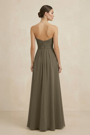 Sweetheart Chiffon A - Line Bridesmaid Dress with Slit in Willow Green - SHE IS ME Bridesmaid Dresses