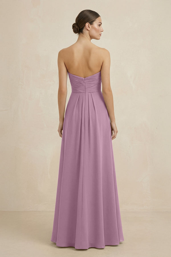 Sweetheart Chiffon A - Line Bridesmaid Dress with Slit in Wisteria - SHE IS ME Bridesmaid Dresses