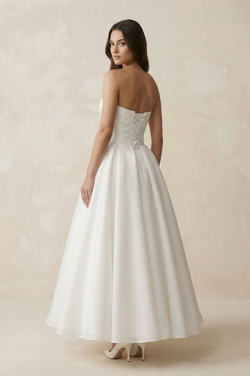Sweetheart Chiffon A - Line Ruched Wedding Dress in White - KISS BRIDAL Wedding Dresses