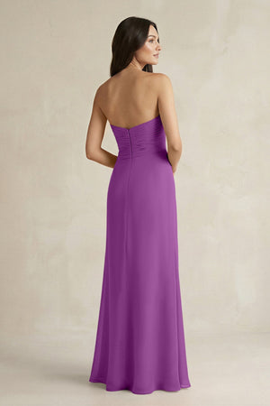 Sweetheart Chiffon Pleated Sheath Bridesmaid Dress in Amethyst - SHE IS ME Bridesmaid Dresses