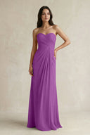 Sweetheart Chiffon Pleated Sheath Bridesmaid Dress in Amethyst - SHE IS ME Bridesmaid Dresses