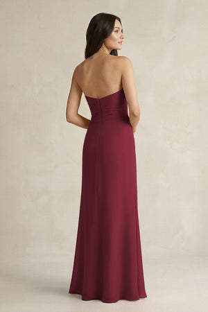 Sweetheart Chiffon Pleated Sheath Bridesmaid Dress  in Berry (2) | KISSBRIDAL