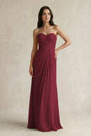 Sweetheart Chiffon Pleated Sheath Bridesmaid Dress  in Berry | KISSBRIDAL