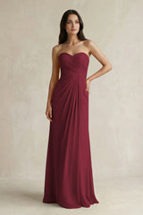 Sweetheart Chiffon Pleated Sheath Bridesmaid Dress  in Berry | KISSBRIDAL