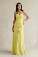 Sweetheart Chiffon Pleated Sheath Bridesmaid Dress in Buttercup - SHE IS ME Bridesmaid Dresses