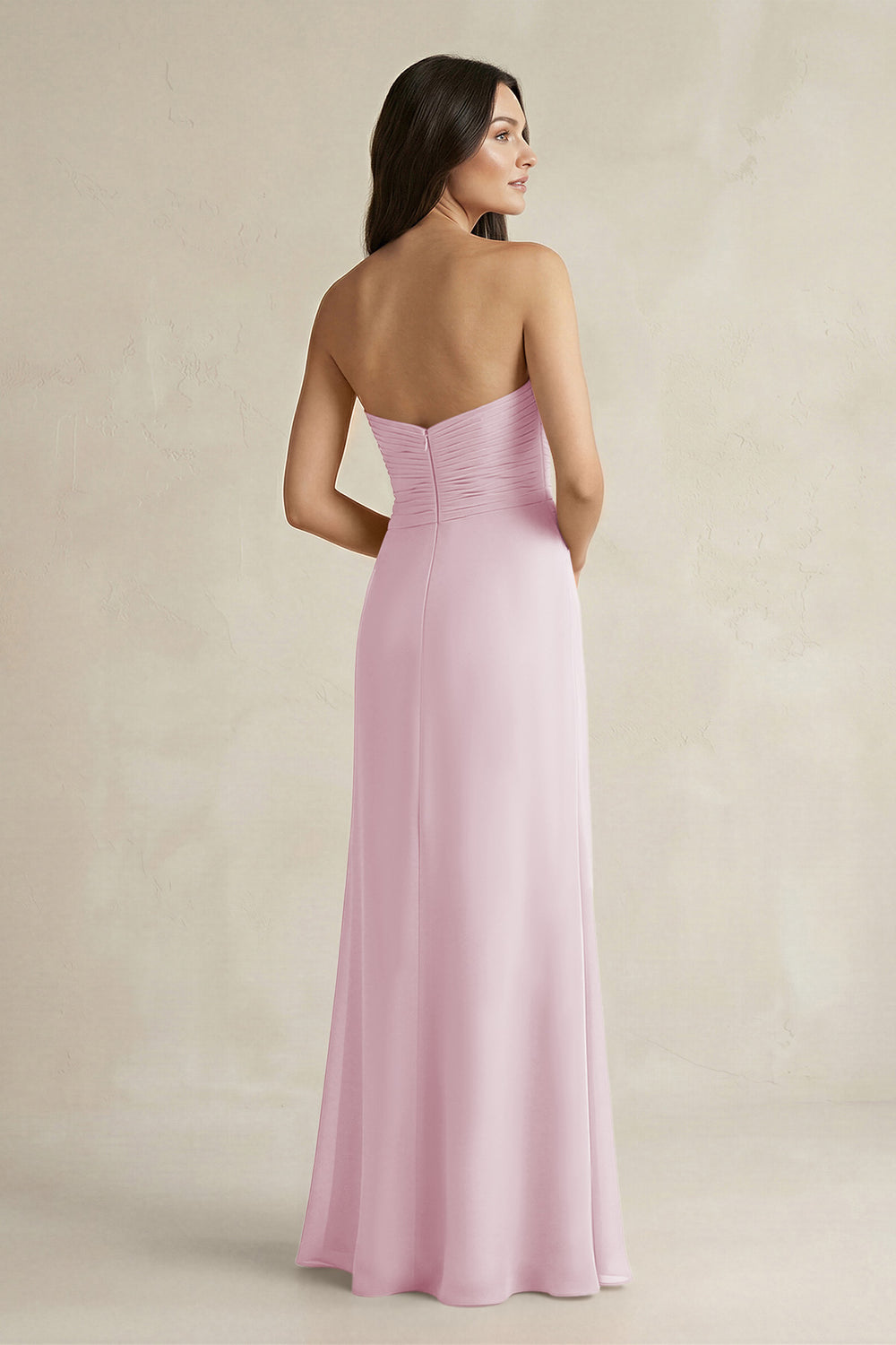 Sweetheart Chiffon Pleated Sheath Bridesmaid Dress  in Candy Pink