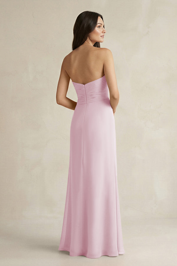 Sweetheart Chiffon Pleated Sheath Bridesmaid Dress  in Candy Pink (2) | KISSBRIDAL