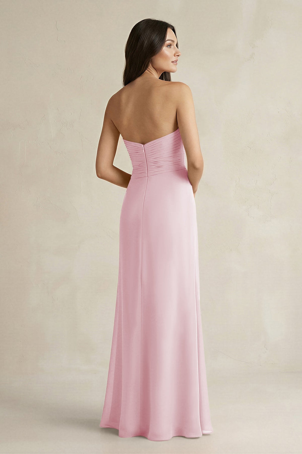 Sweetheart Chiffon Pleated Sheath Bridesmaid Dress in Candy Pink - KISS BRIDAL Bridesmaid Dresses