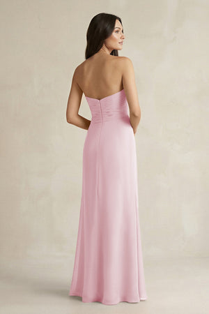 Sweetheart Chiffon Pleated Sheath Bridesmaid Dress in Candy Pink - SHE IS ME Bridesmaid Dresses