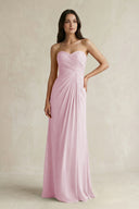 Sweetheart Chiffon Pleated Sheath Bridesmaid Dress  in Candy Pink | KISSBRIDAL