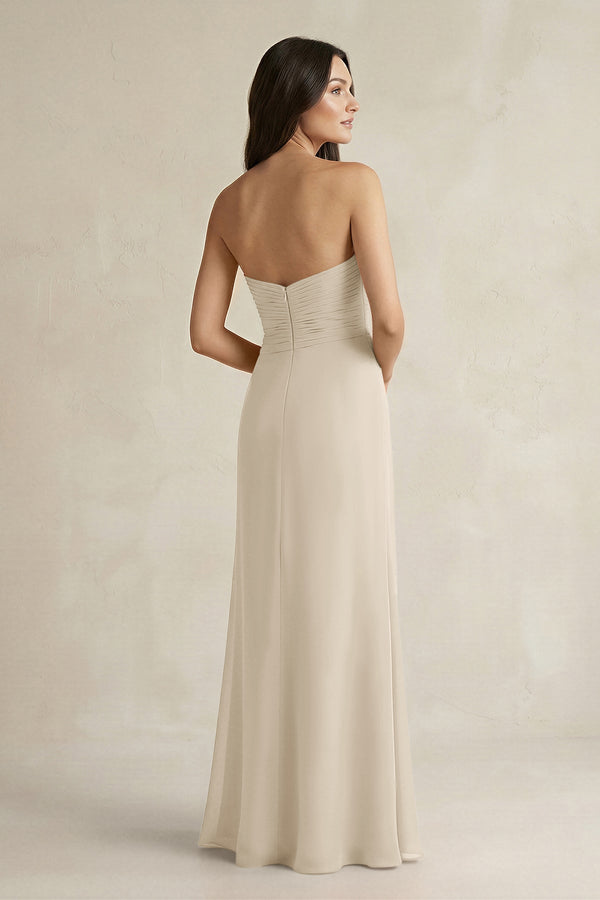 Sweetheart Chiffon Pleated Sheath Bridesmaid Dress in Champagne - SHE IS ME Bridesmaid Dresses