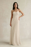 Sweetheart Chiffon Pleated Sheath Bridesmaid Dress in Champagne - SHE IS ME Bridesmaid Dresses