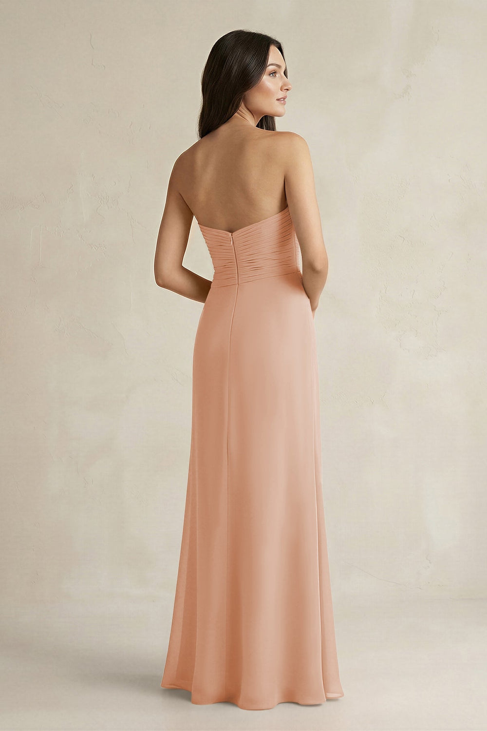 Sweetheart Chiffon Pleated Sheath Bridesmaid Dress in Champagne Rose - KISS BRIDAL Bridesmaid Dresses
