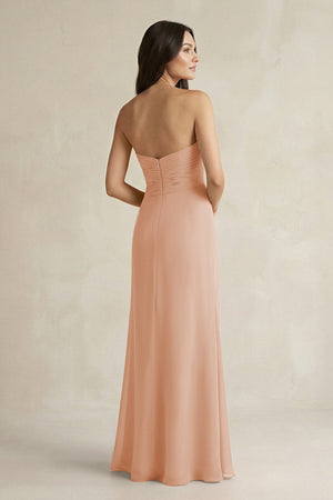 Sweetheart Chiffon Pleated Sheath Bridesmaid Dress in Champagne Rose - SHE IS ME Bridesmaid Dresses