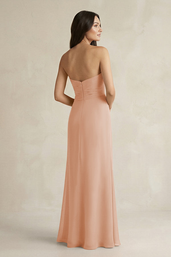 Sweetheart Chiffon Pleated Sheath Bridesmaid Dress in Champagne Rose - SHE IS ME Bridesmaid Dresses