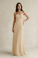 Sweetheart Chiffon Pleated Sheath Bridesmaid Dress  in Champagne | KISSBRIDAL